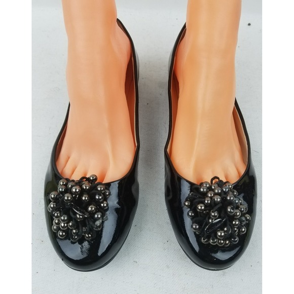 Calvin Klein Bow Beaded Women's Black Patent Leather Slip-on Shoes SZ 9.5 - Picture 4 of 12